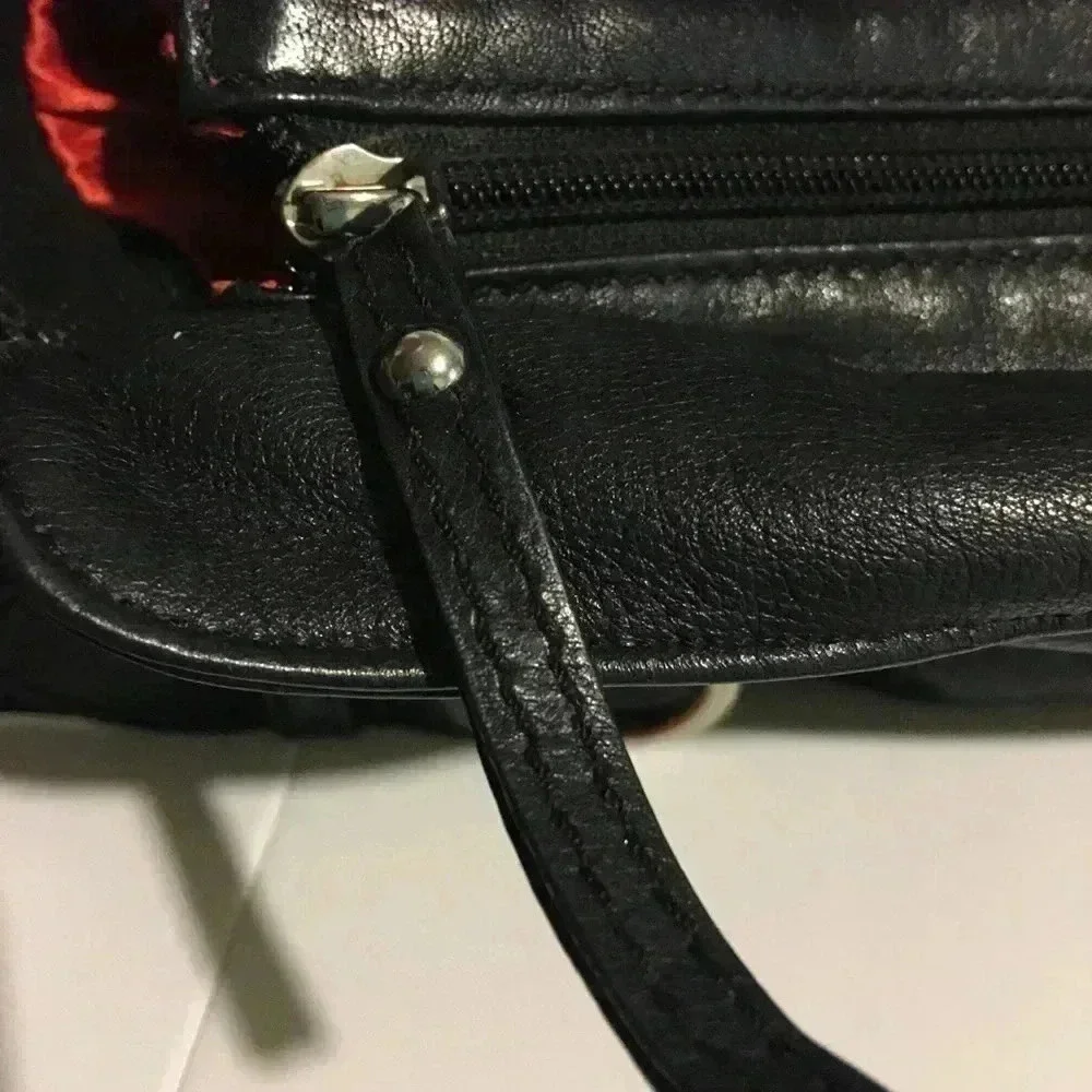 Michael Rome black pebbled leather shoulder bag
